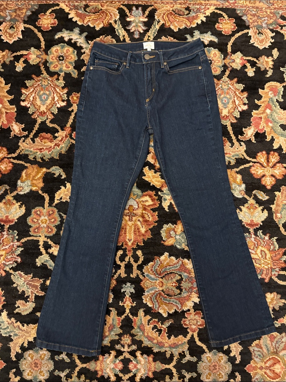 ANN MASHBURN Dark Indigo Cropped Flare Jeans